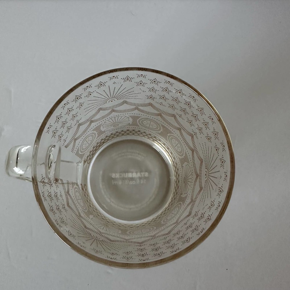 Starbucks 2017 Golden Sea Pattern Anniversary Collection Coffee Glass Mug - Picture 9 of 10
